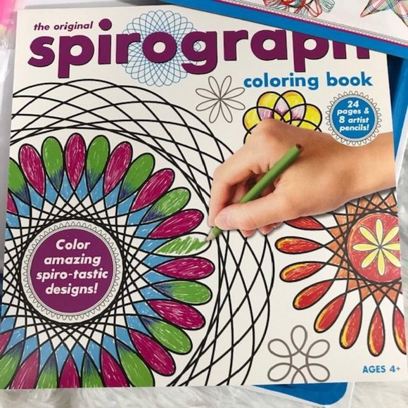 Spirograph Deluxe Set & Travel Spirograph Tin Set w/Bonus Coloring Book Pencils - Picture 7 of 16